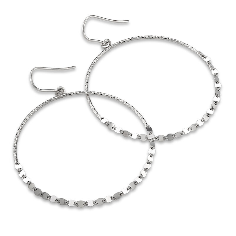 Diamond Cut Open Circle Dangle Earrings in Sterling Silver image number null