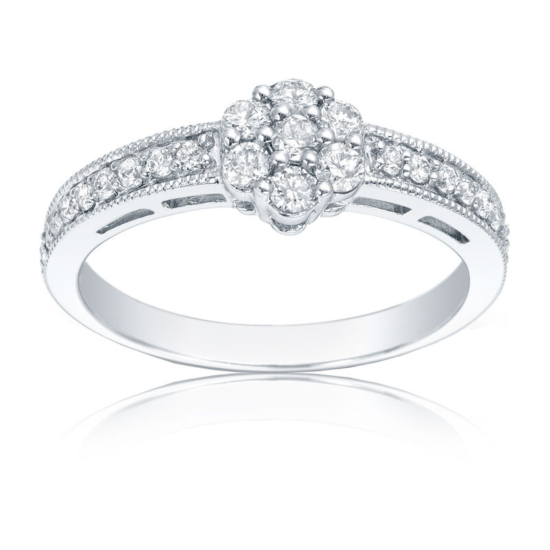 Diamond Flower &#189;ct. t.w. Promise Ring in 14K White Gold image number null