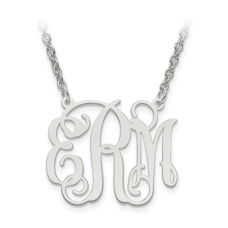 Laser Polished 21x25 Monogram Plate Pendant in Sterling Silver (up to 3 letters) image number null