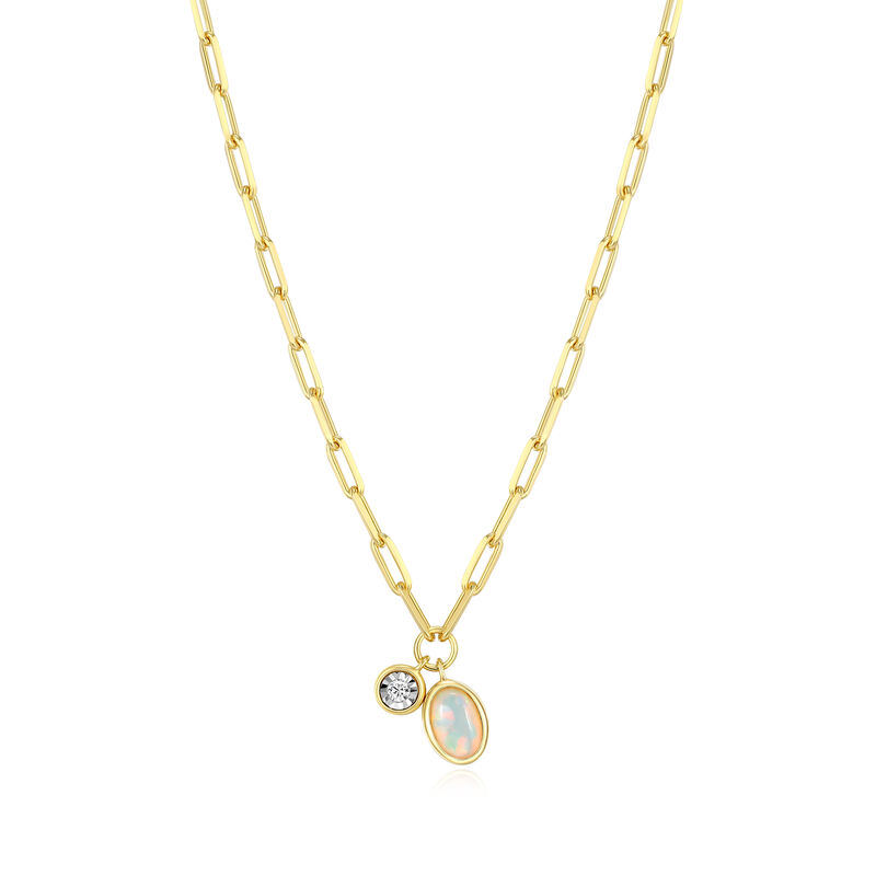 Created Opal & Lab Grown Diamond Necklace in Gold Plated Sterling Silver image number null