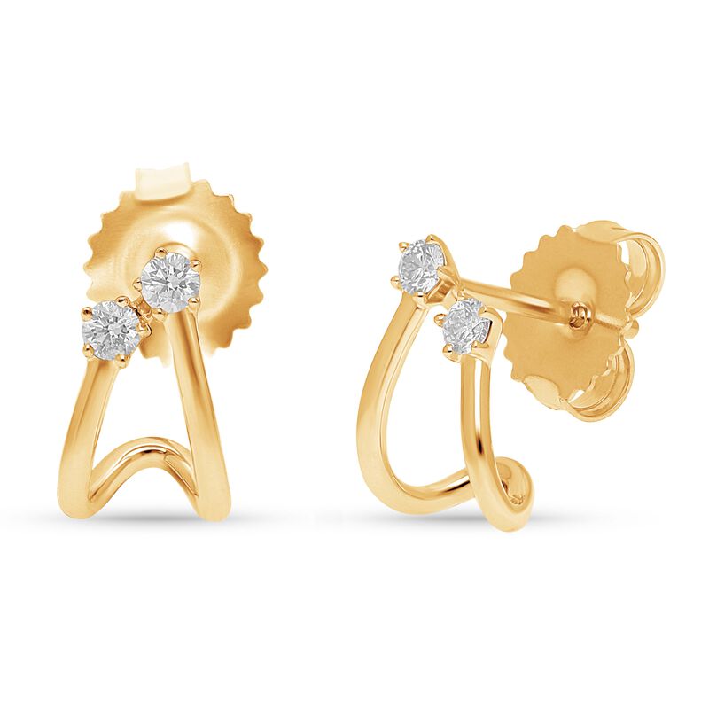 Brilliant-Cut .14ctw. Diamond Huggie Studs in 14k Yellow Gold image number null