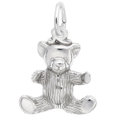 Teddy Bear Charm in 14K White Gold