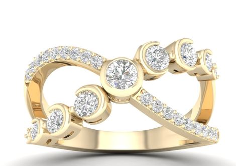 Brilliant-Cut 0.75ctw. Diamond Crossover Fashion Ring in 10k Yellow Gold image number null