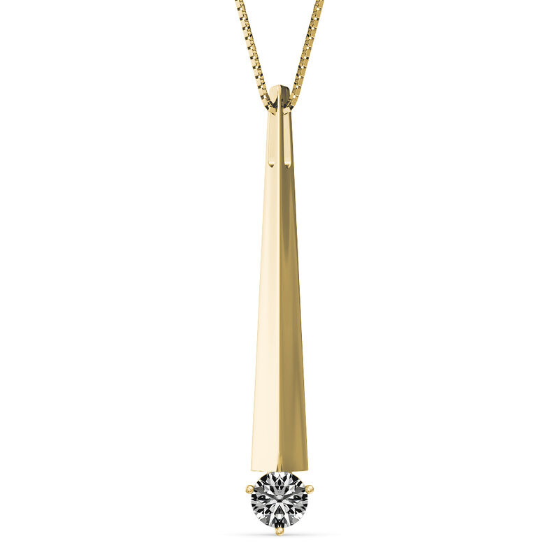 Sirena 1/5ctw. Diamond Stick Pendant in 14k Yellow GoldOval 3ctw. Lab Grown Diamond Halo Engament Ring in 14k White Gold image number null