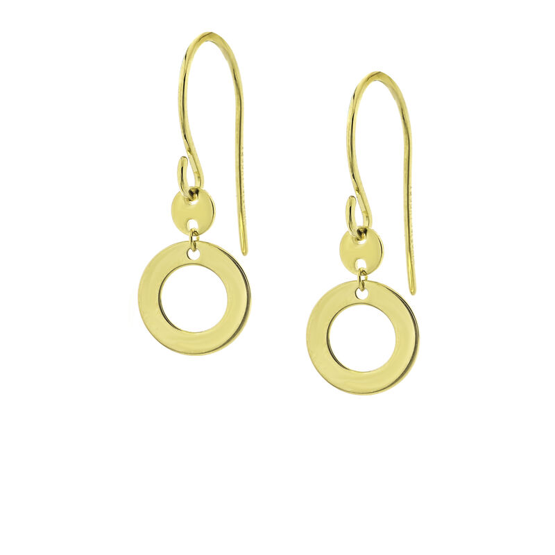Dangle Circle Earring Fish Hook Earrings in 14K Yellow Gold image number null