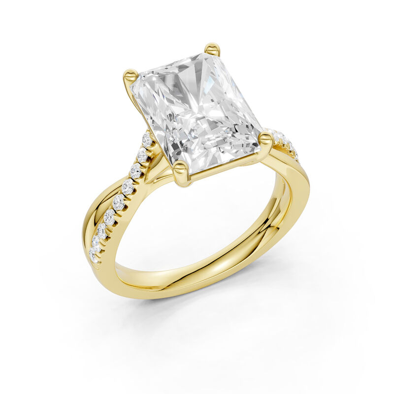 Radiant Lab Grown Diamond 4 1/5ctw. Twist Engagement Ring in 14k Yellow Gold image number null