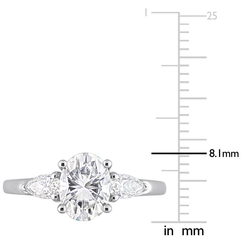 Oval 1 3/4ctw. Created Moissanite Three-Stone Engagement Ring in Sterling Silver image number null
