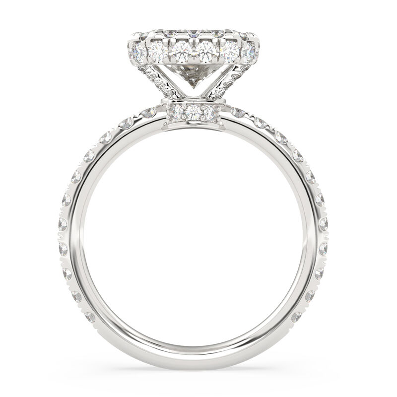 Radiant-Cut Lab Grown 3ctw. Diamond Seamless Halo Engagement Ring in 14k White Gold image number null