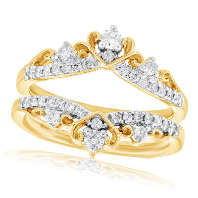 Brilliant-Cut 1/2ctw. Diamond Milgrain Scroll Insert in 14k Yellow Gold