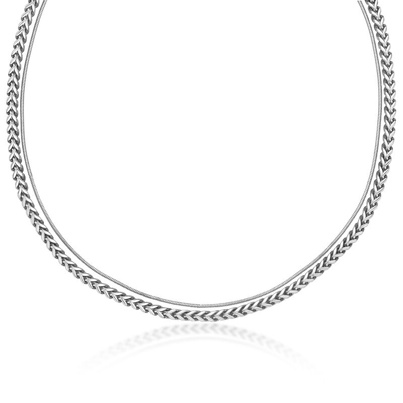 Layered Chain 22" in Stainless Steel (4mm) image number null