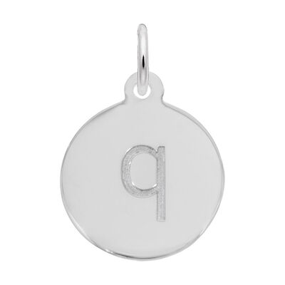 Lower Case Block Q Initial Charm in Sterling Silver
