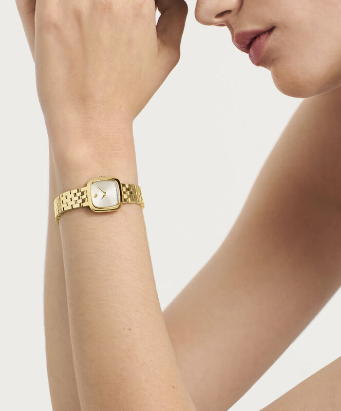 Movado Museum Mini Cushion Champagne Dial Yellow Gold Tone 608095 image number null