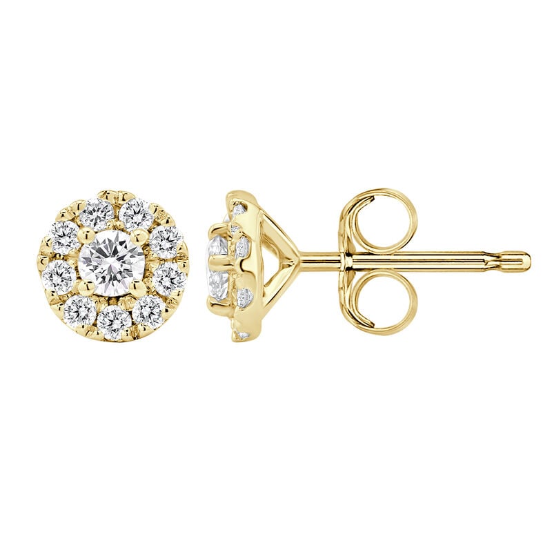 Lab Grown Diamond 1/2ctw. Single Halo Stud Earrings in 14k Yellow Gold image number null