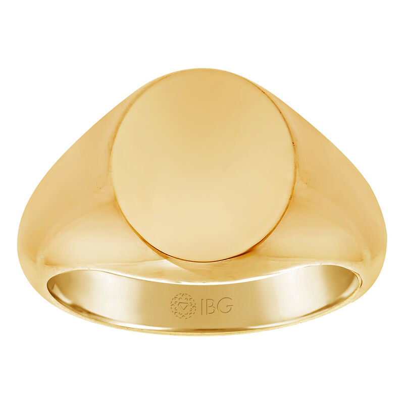 Oval All polished Top Signet Ring 14x14mm in 14k Yellow Gold image number null