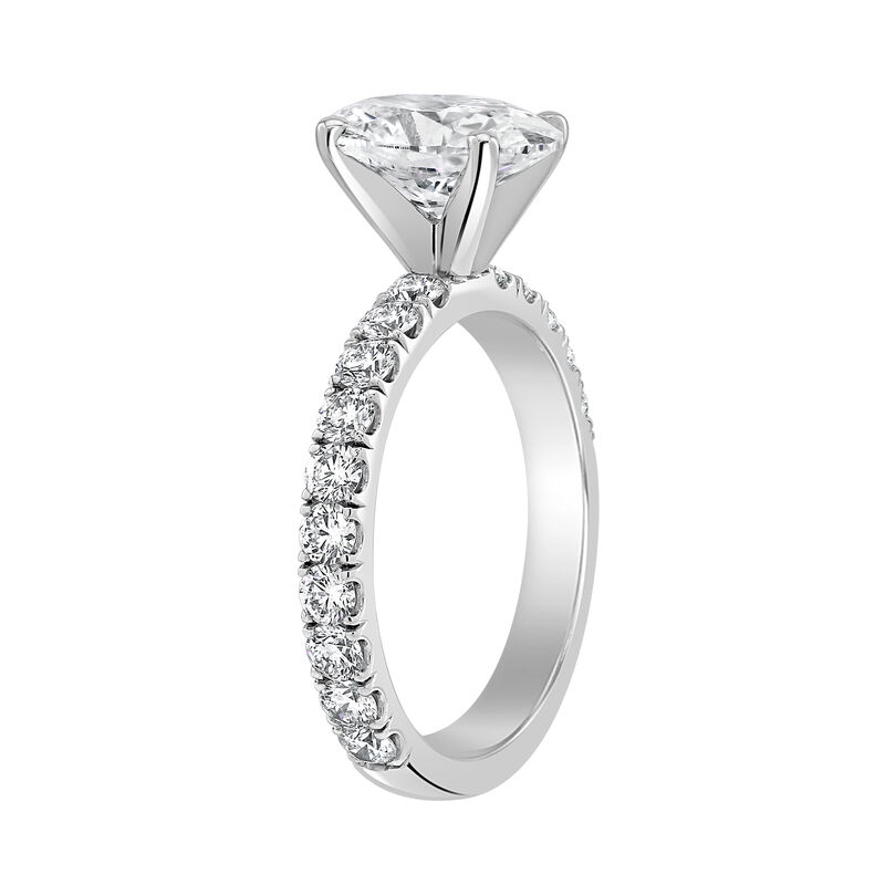 Oval-Cut Lab Grown 3ctw. Diamond Classic Shank Engagement Ring in 14k White Gold image number null