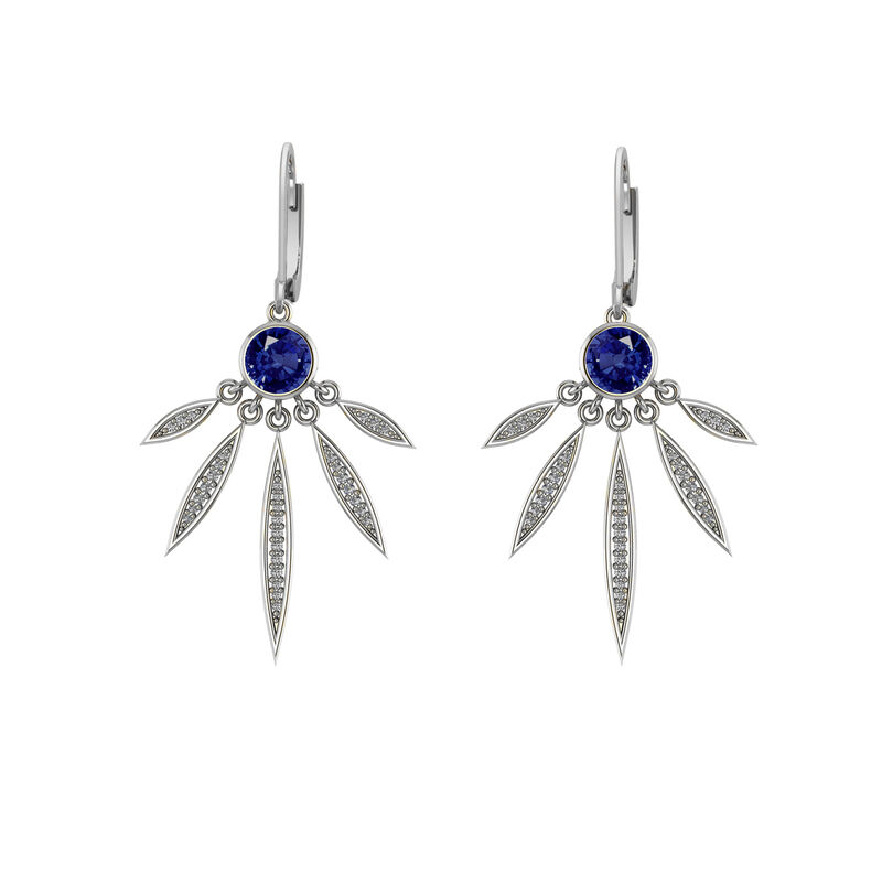 Created Sapphire and White Sapphire Earrings in Sterling Silver image number null