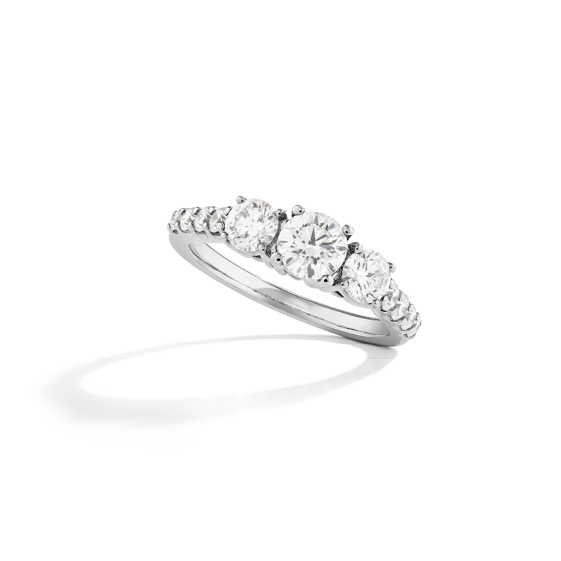 Lyndie. Lab Grown 1 1/2ct. Diamond 3-Stone Engagement Ring in 14k White Gold image number null
