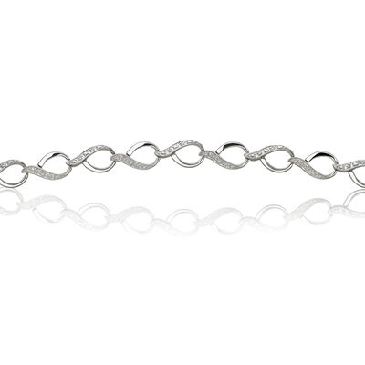Ladies Diamond Fashion Link Bracelet in Sterling Silver