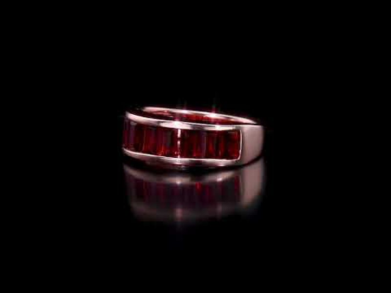 Garnet Semi-Eternity Anniversary Band in Rose Gold Plated Sterling Silver image number null