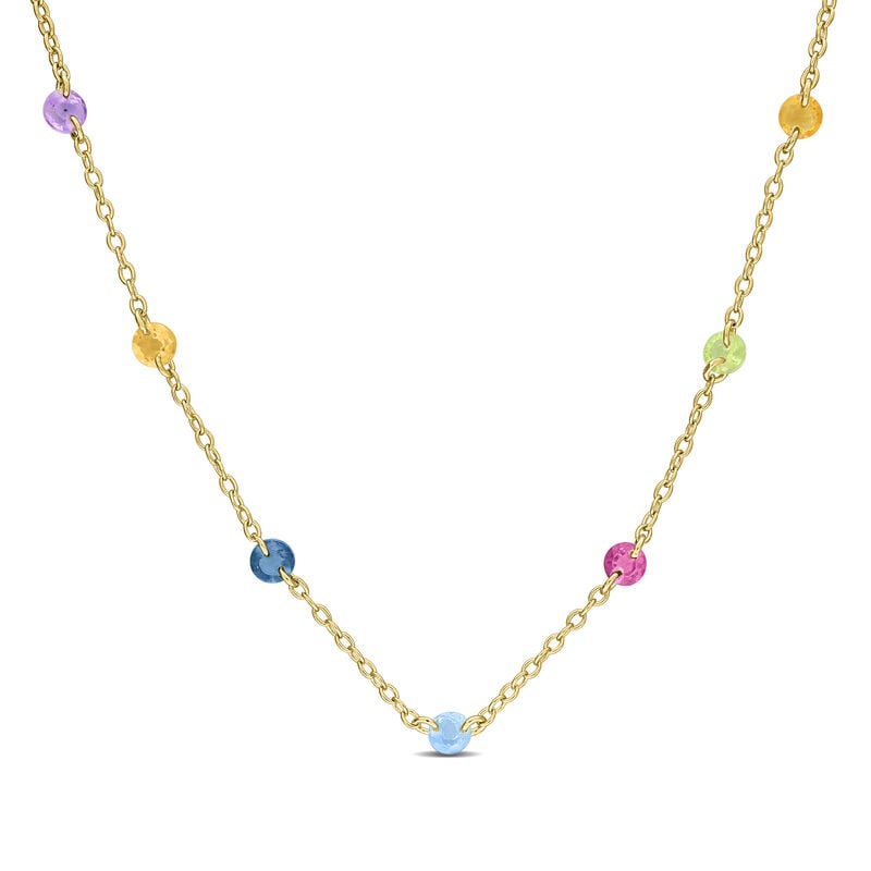 Multi Gemstone Station Necklace in Gold Plated image number null