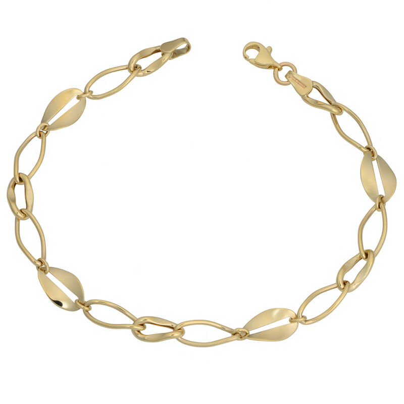 Fancy Oval Link 7.5" Bracelet in 10k Yellow Gold image number null