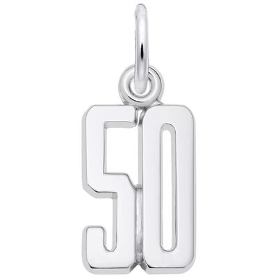 Number 50 Charm in Sterling Silver
