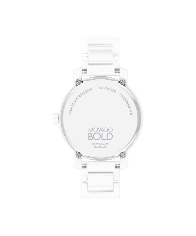 Movado Bold Evolution 2.0 Ladies White Ceramic & Textured Dial 34mm Watch 360123 image number null