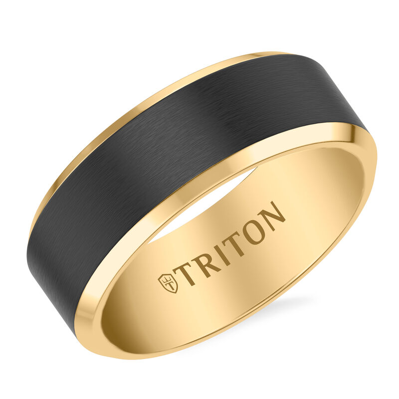 Black and Yellow Accented Tungsten Band (8mm) image number null