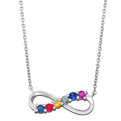 Mulit-Color Sapphire Infinity Necklace in 14k White Gold