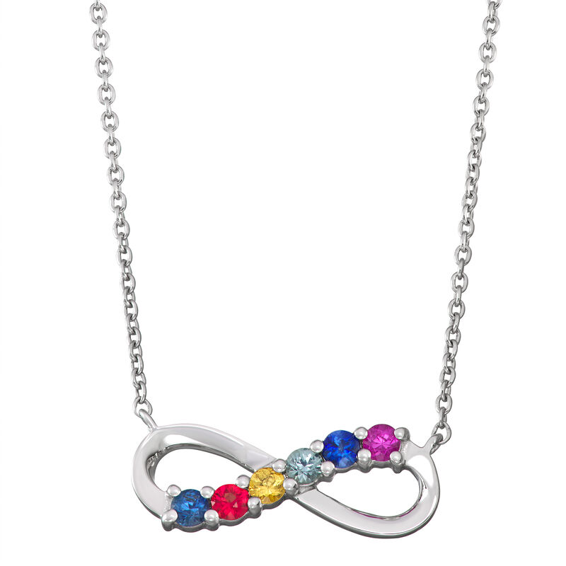 Mulit-Color Sapphire Infinity Necklace in 14k White Gold image number null