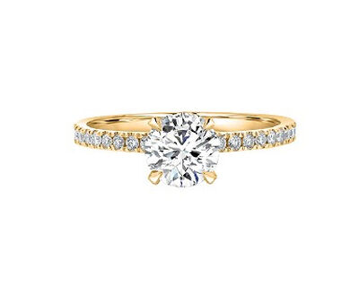 Faye. Lab Grown 1ctw. Diamond Halo Engagement Ring in 14k Yellow Gold