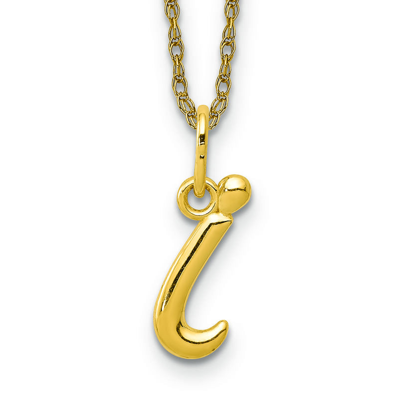 Script I Initial Necklace in 14k Yellow Gold image number null