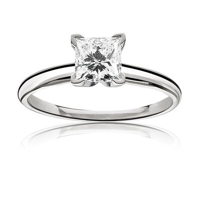Lab Grown 1 1/2ct. Diamond Princess-Cut Classic Solitaire Engagement Ring in 14k White Gold