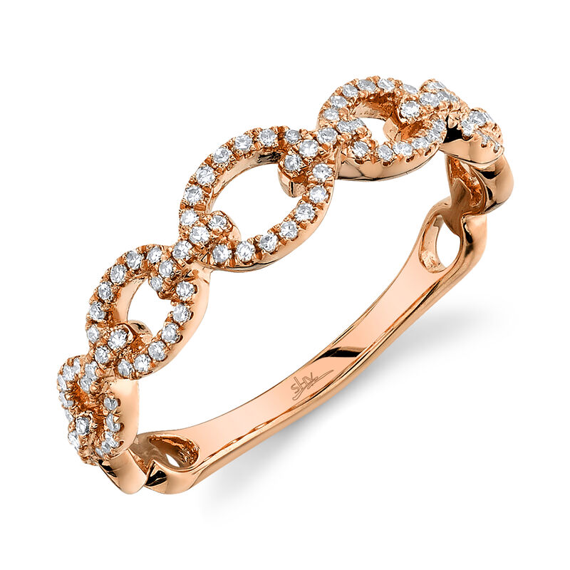 Shy Creation 0.23 ctw Diamond Link Ring in 14k Rose Gold SC36213652V2 image number null