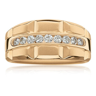 Men's Round 1/2ctw. Channel-Set Diamond Ring in 10k Yellow Gold