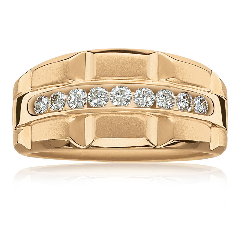 Men's Gold Brilliant-Cut Diamond Band image number null