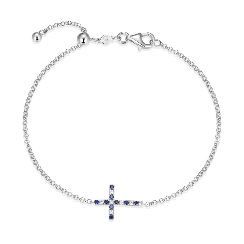 Created Sapphire & Lab Grown Diamond Cross Bracelet in Sterling Silver image number null