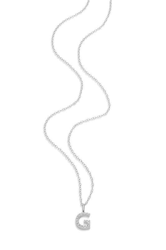 Lab Grown Diamond Letter G Initial Pendant Necklace in Sterling Silver image number null