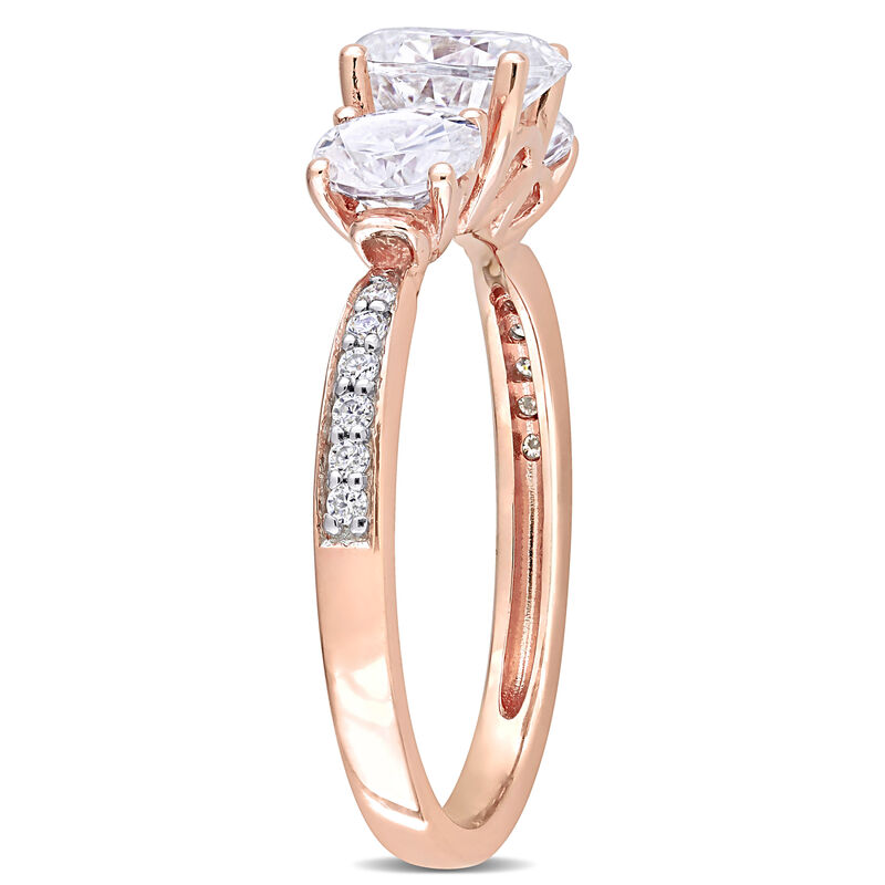 Oval 3-Stone & Round Moissanite Ring in 10k Rose Gold image number null