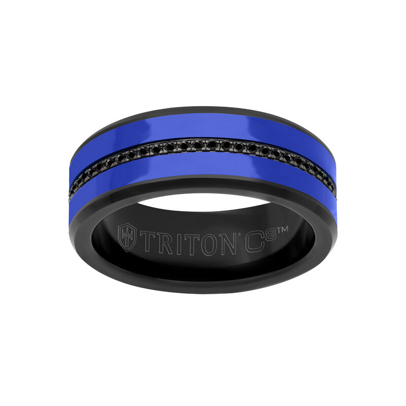 Men's Sapphire & Tungsten Carbide Wedding Ring (8mm) image number null