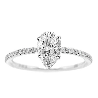 Pear Shaped 5/8ctw. Diamond Classic Engagement Ring in 14K White Gold