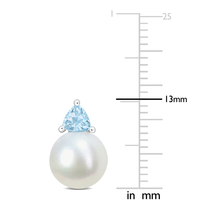 Sky Blue Topaz & Freshwater Cultured Pearl Stud Earrings in 10k White Gold image number null