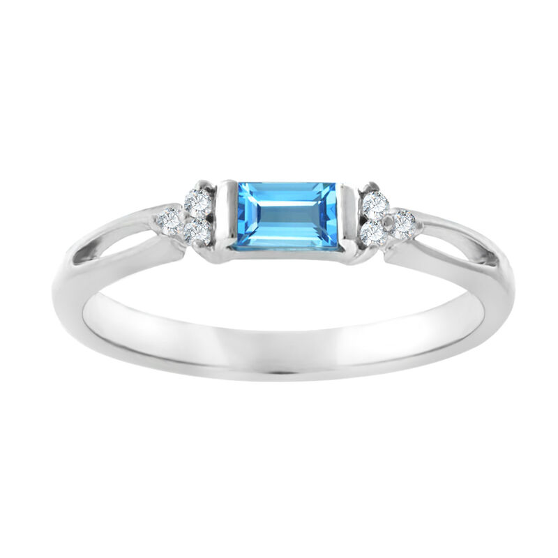 Baguette-Cut Blue Topaz & Diamond Band in 10k White Gold image number null