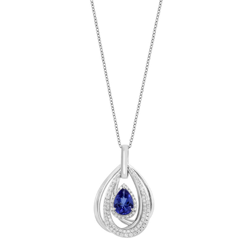EFFY Pear-Shaped Tanzanite & Diamond Pendant in 14k White Gold image number null