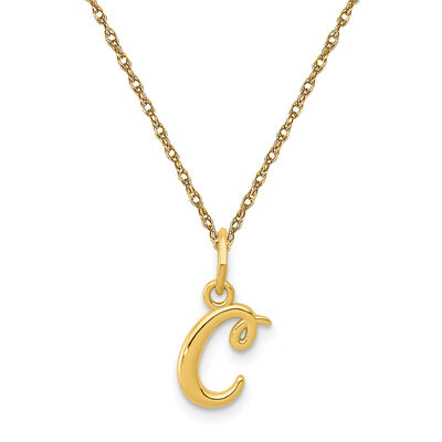 Script C Initial Necklace in 14k Yellow Gold