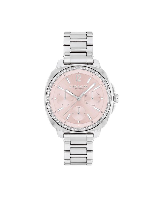 Coach Ladies' Kitt Multifunction Pink Dial With Crystal Bezel Stainless Steel Bracelet 34mm Watch 14504392 image number null
