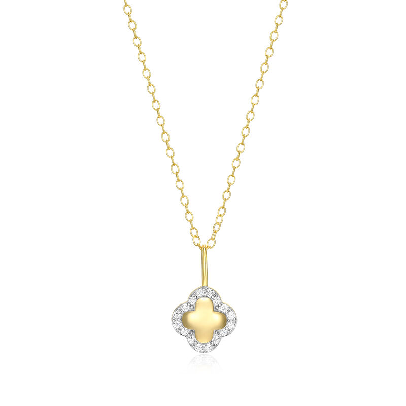 Lab Grown Diamond Clover Pendant Necklace in Gold Plated Sterling Silver image number null