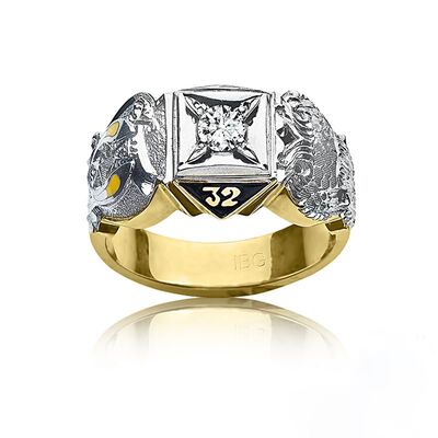 Men's Diamond & 10k Two Tone Gold Wedding Ring