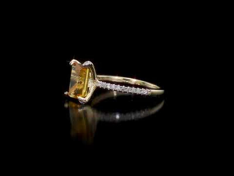 Emerald-Cut Citrine Engagement Ring in 10k Yellow Gold image number null