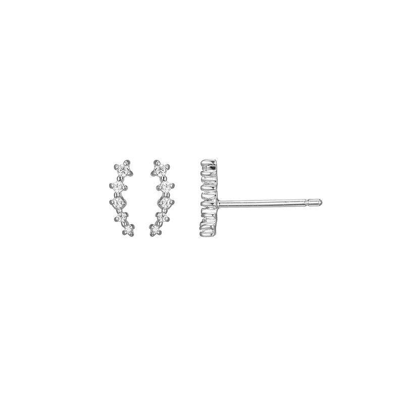 Brilliant-Cut Lab Grown .05ctw. Diamond Mini Ear Climber Studs in Sterling Silver image number null